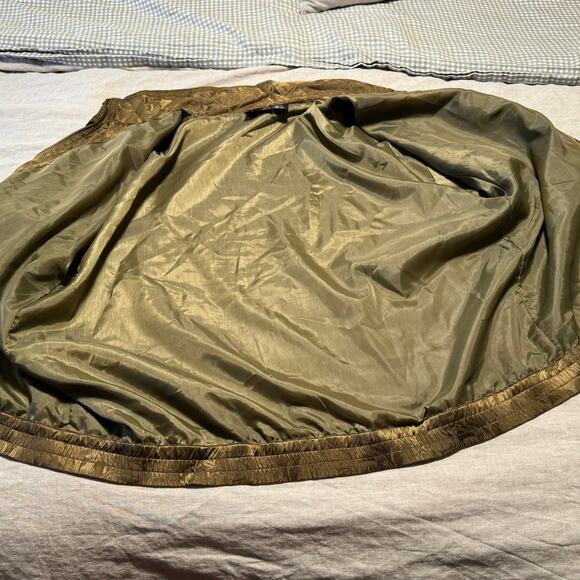Rare Vintage 90's Women's Mureli 100% Silk Olive Safari Bomber Jacket - Picture 8 of 12